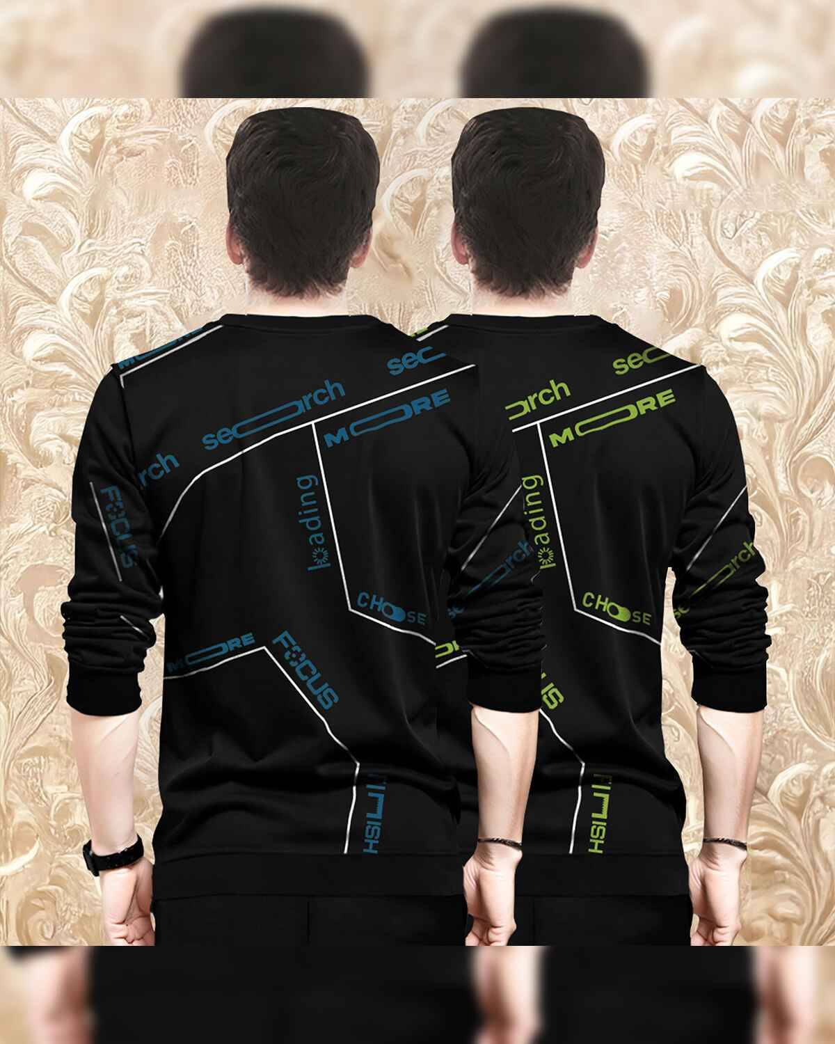 (Pack Of 2) All Over Printed Black T-shirts