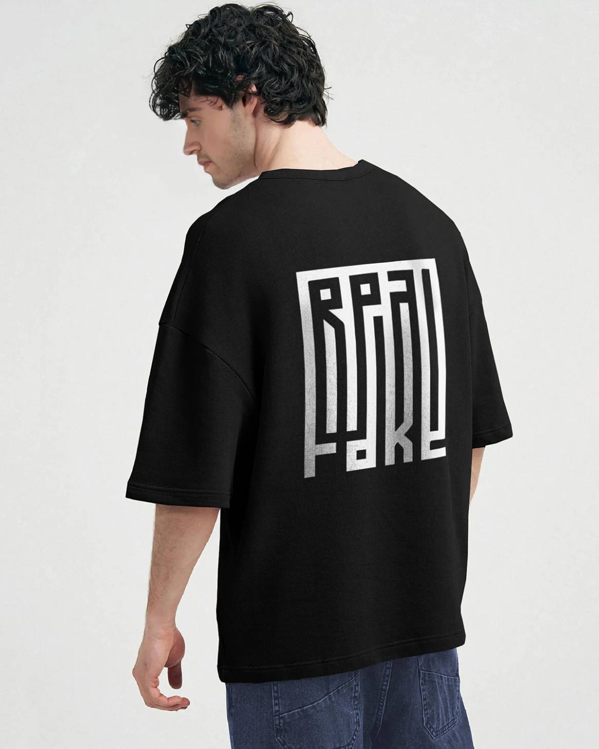 Black Men Printed Oversized T-shirt