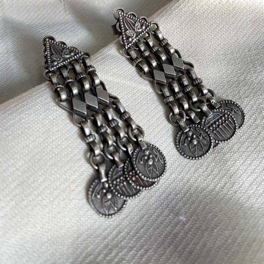 Sterling Silver Vintage Tribal Charm Earrings