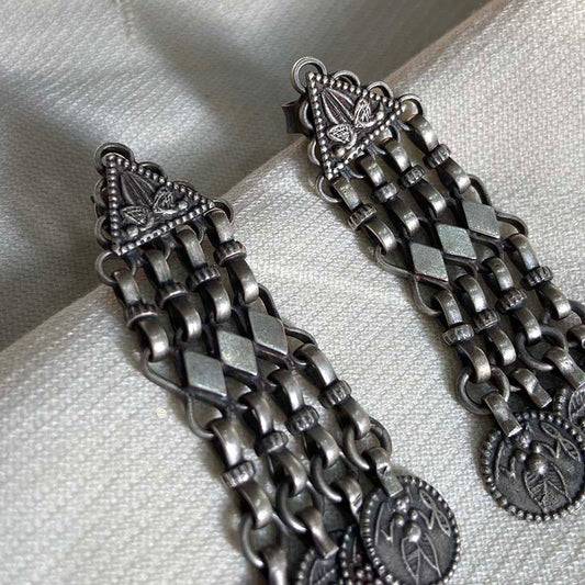 Sterling Silver Vintage Tribal Charm Earrings