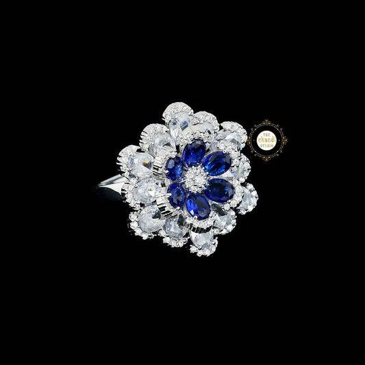 Sparkling Sapphire Bloom Ring