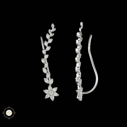 Sterling Silver Sparkling Silver Tiny Tulip Hoop Earring