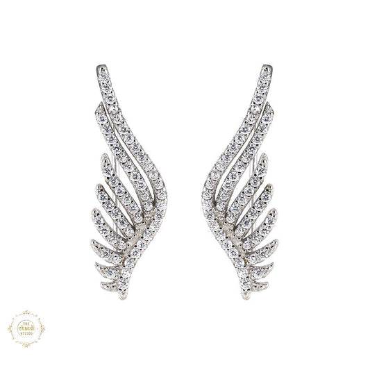 Sterling Silver Sparkling Silver Wings of Grace Stud