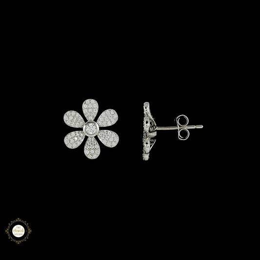 Sterling Silver Sparkling Floral Whispers Earring