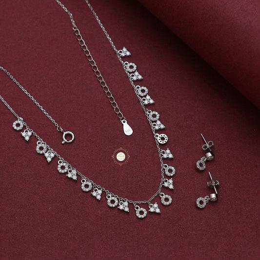 Sparkling Silver Harvest Moon Necklace With Earring