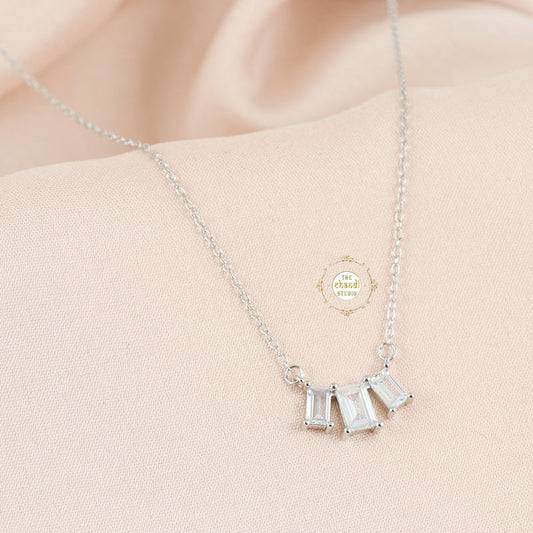 Sparkling Silver Trio Magic Necklace