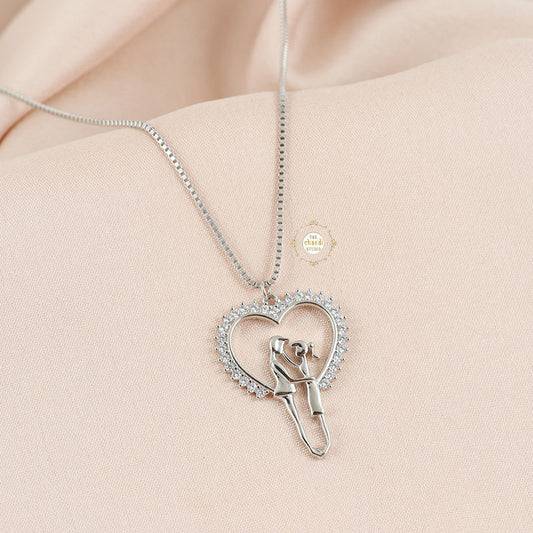 Sparkling Silver Swaying Hearts Necklace