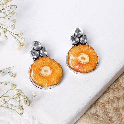 Teejh Harika Yellow Silver Oxidised Earring