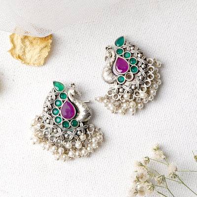 Teejh Nirali Multicolored Silver Oxidised Earrings