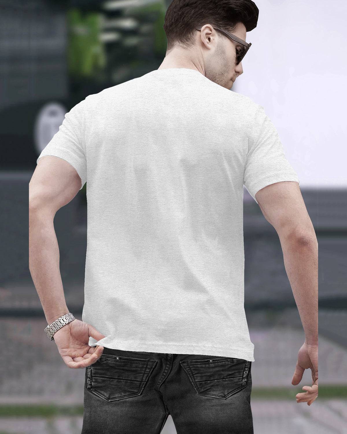 Half Sleeve Henley Neck Plain Grey T-shirt