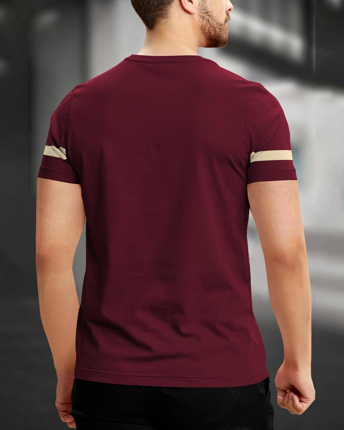 Men Printed Half Sleeve Round Neck Cotton Blend Maroon T-Shirt