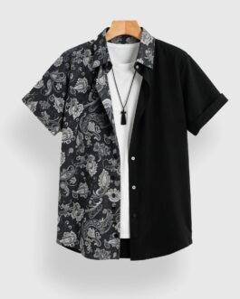 Black Illusion Designer Men’s Half Sleeves Printed Shirt Exclusive