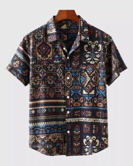 Brown Mandala Designer Men’s Half Sleeves Printed Shirt Exclusive