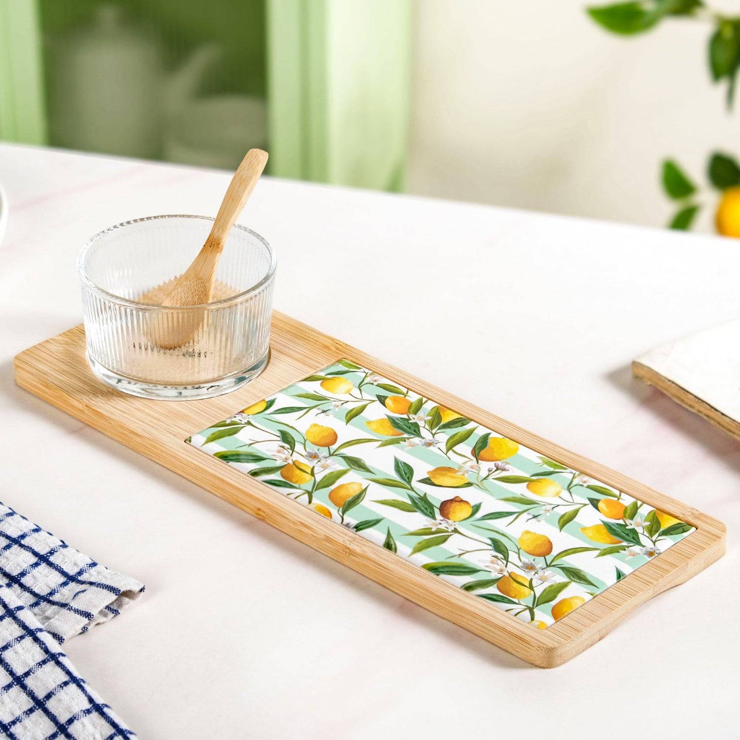 Amalfi Lemon Serving Platter With Bowl And Spoon Set Of 3 buy only at ₹850