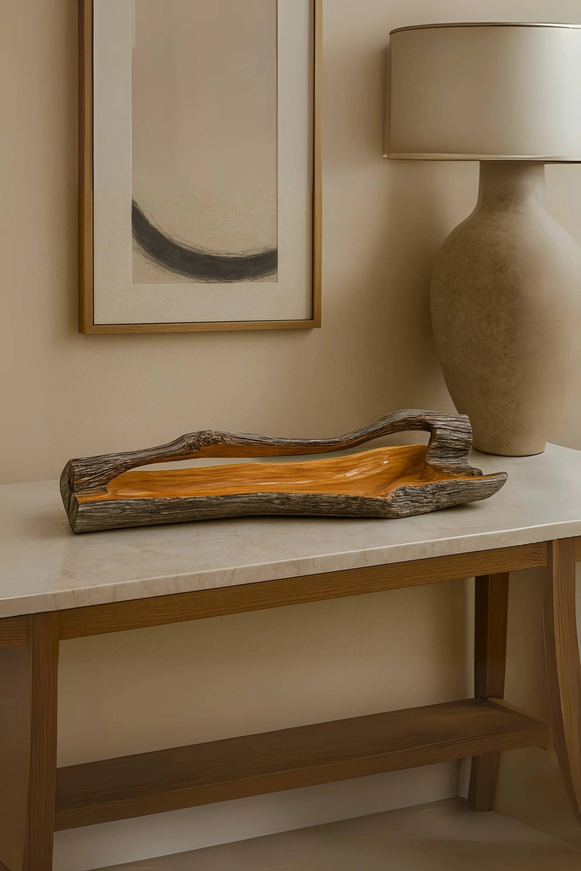 Teak Root Wooden Bowl with Handle - Style 04