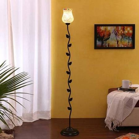 Thomas Black Glass Shade Floor Lamp