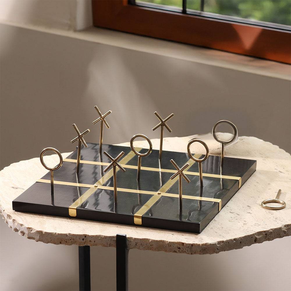 Tic-Tac-Toe Standing Tabletop Game - Black Gold