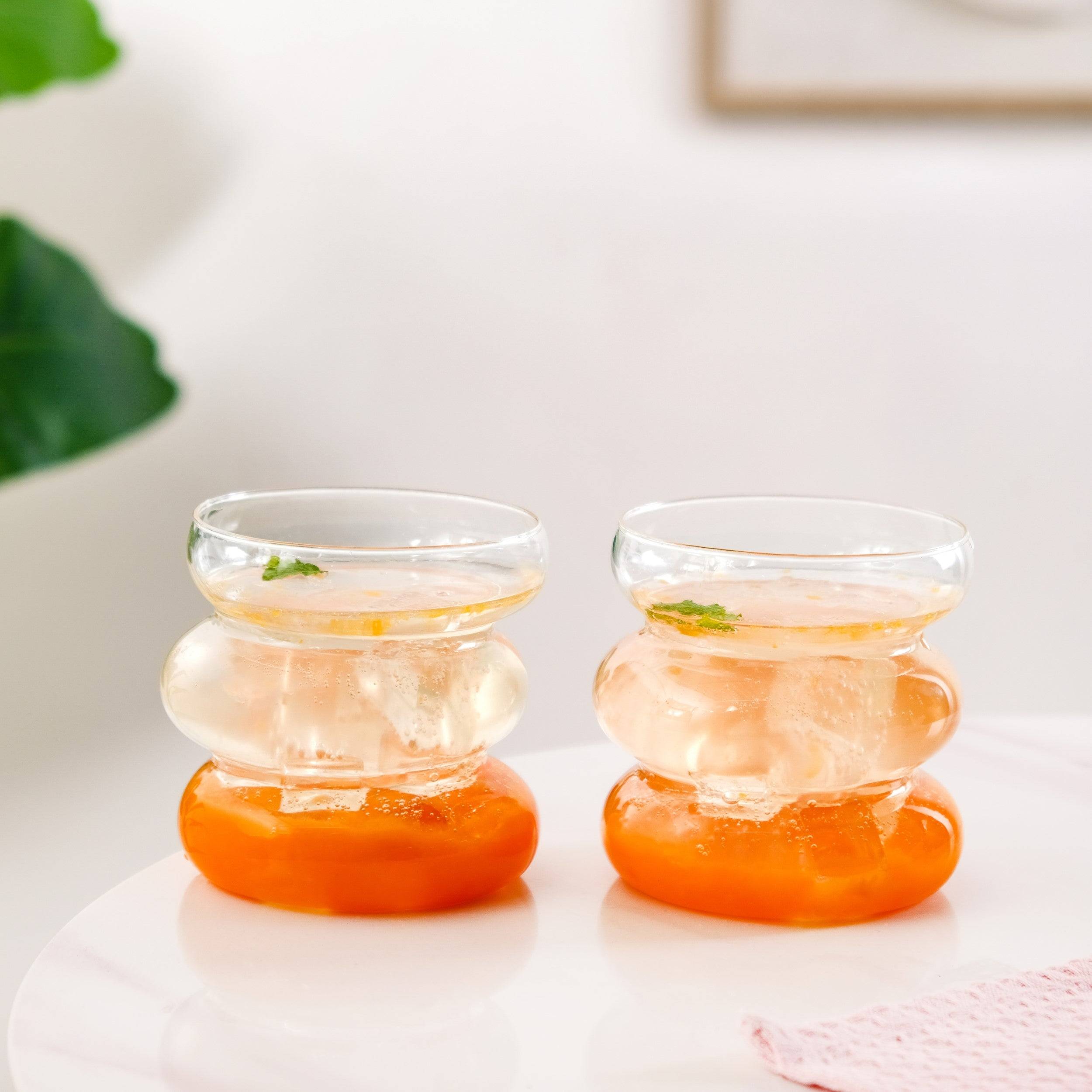 Transparent Layered Donut Glass Set Of 2 400ml