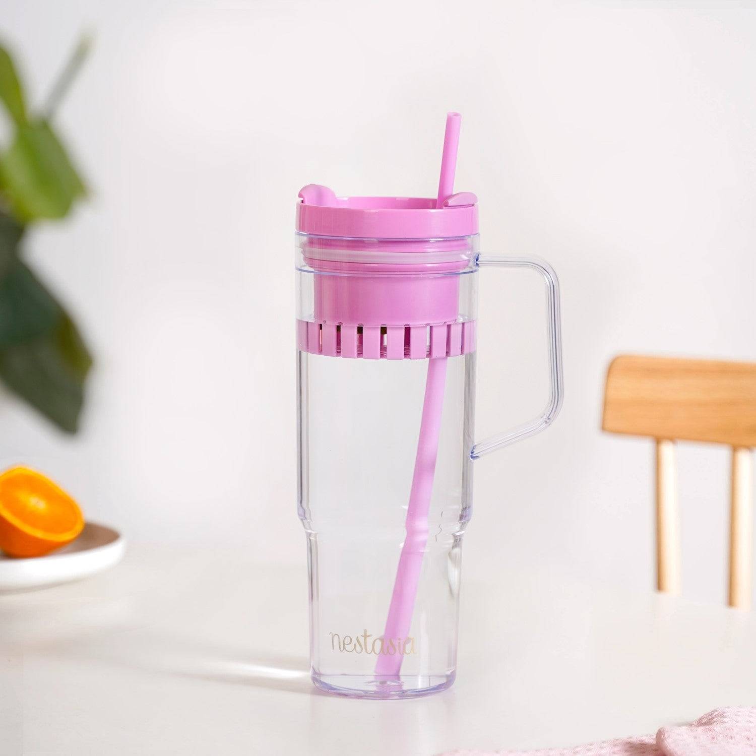 Citrify Large Spillproof Water Bottle With Fruit Infuser Pink Flamingo 1210ml