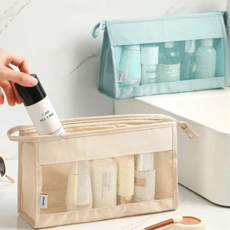 Transparent Mesh Travel Toiletry Bag – Waterproof Cosmetic Organizer Pouch (Random Color) (Pack of 1) Buy @ ₹149