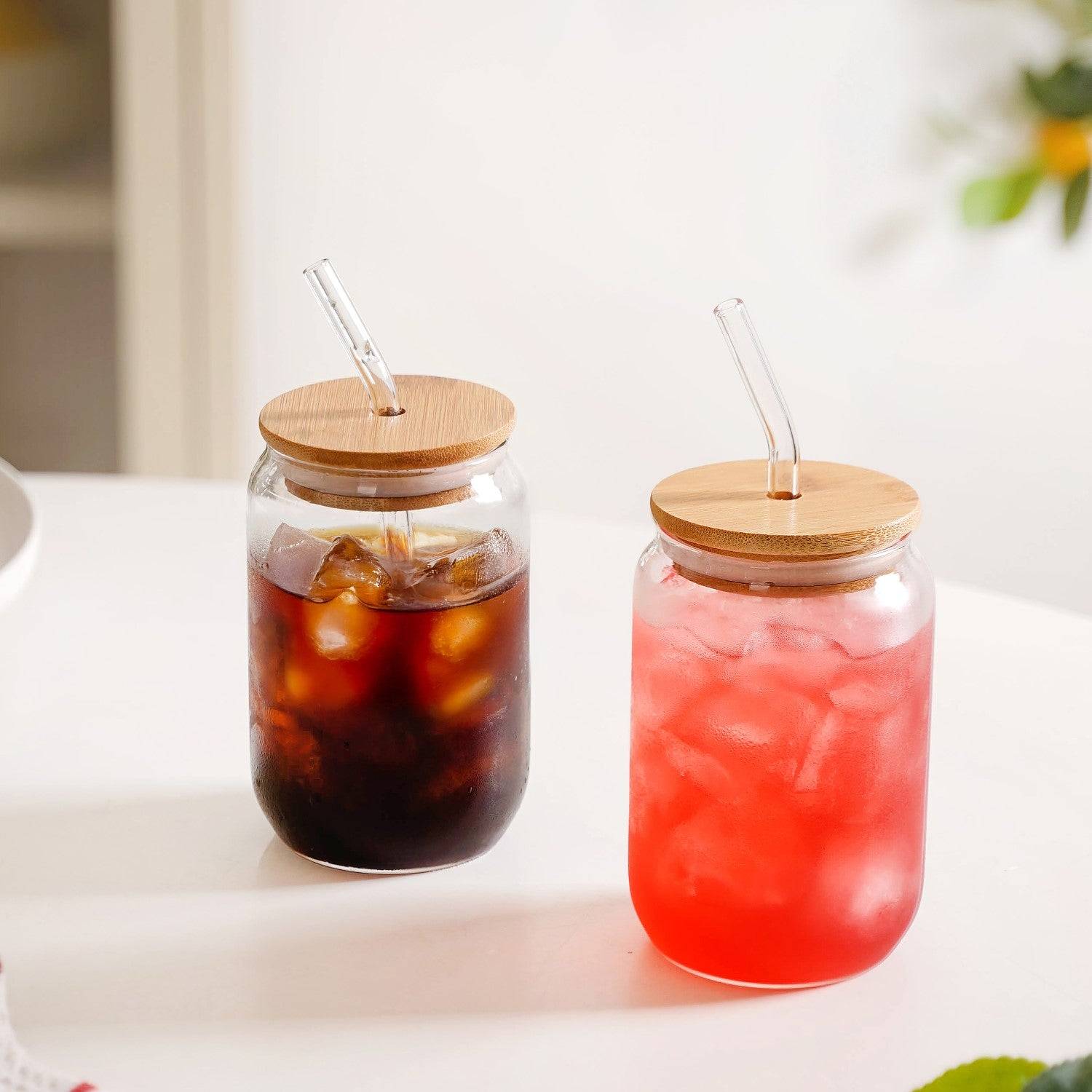 Trendy Cola Can Glass Tumbler With Straw And Lid Set Of 2 400ml
