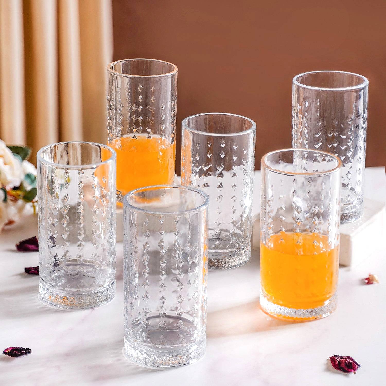 Diamond Design Highball Glass Set Of 6 466ml