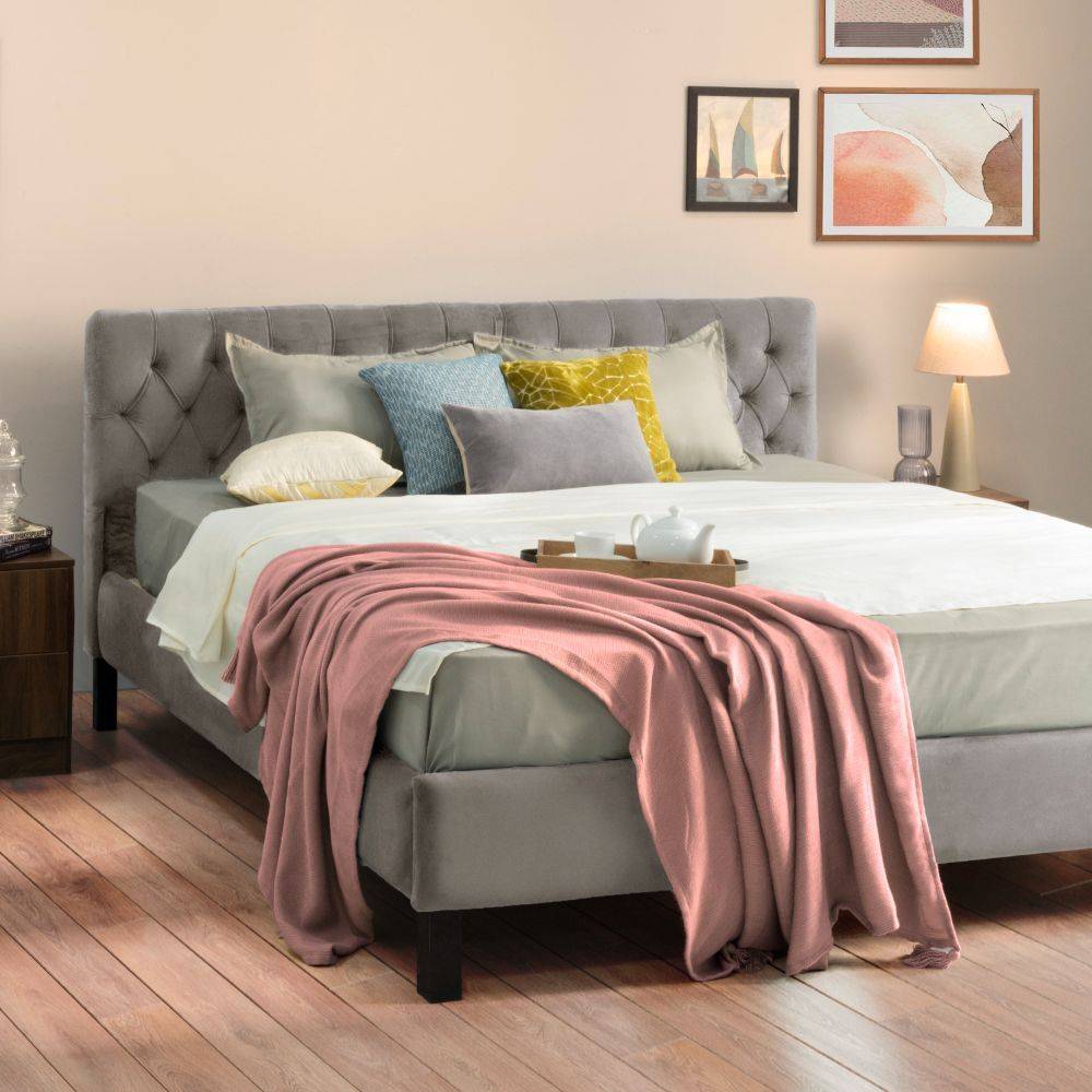 Solis Upholstered King Bed without Storage (Velvet tuscan tan) (78x72 inch)