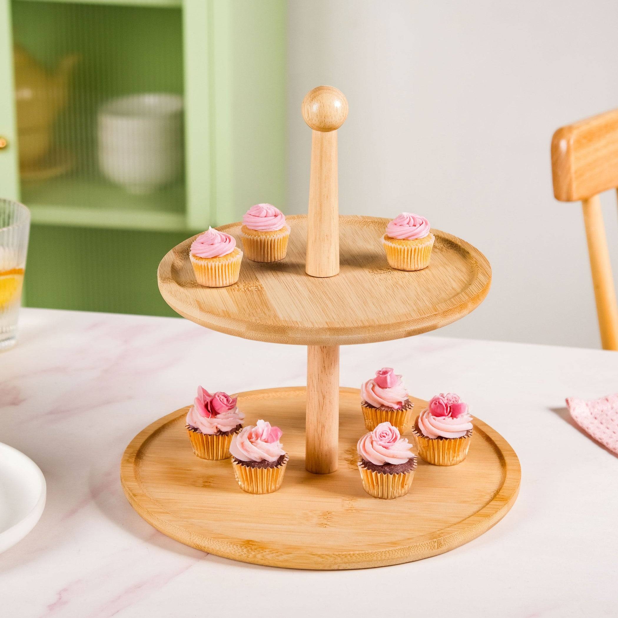 Two Tier Bamboo Cupcake Stand