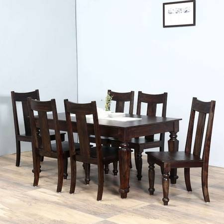 Holand Sheesham Wood 6 Seater Dining Set In warm Chestnut Finish