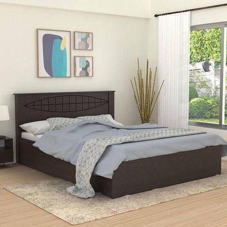 Muses Solid Wood Queen Size Drawer Storage Bed In Melamine Finish