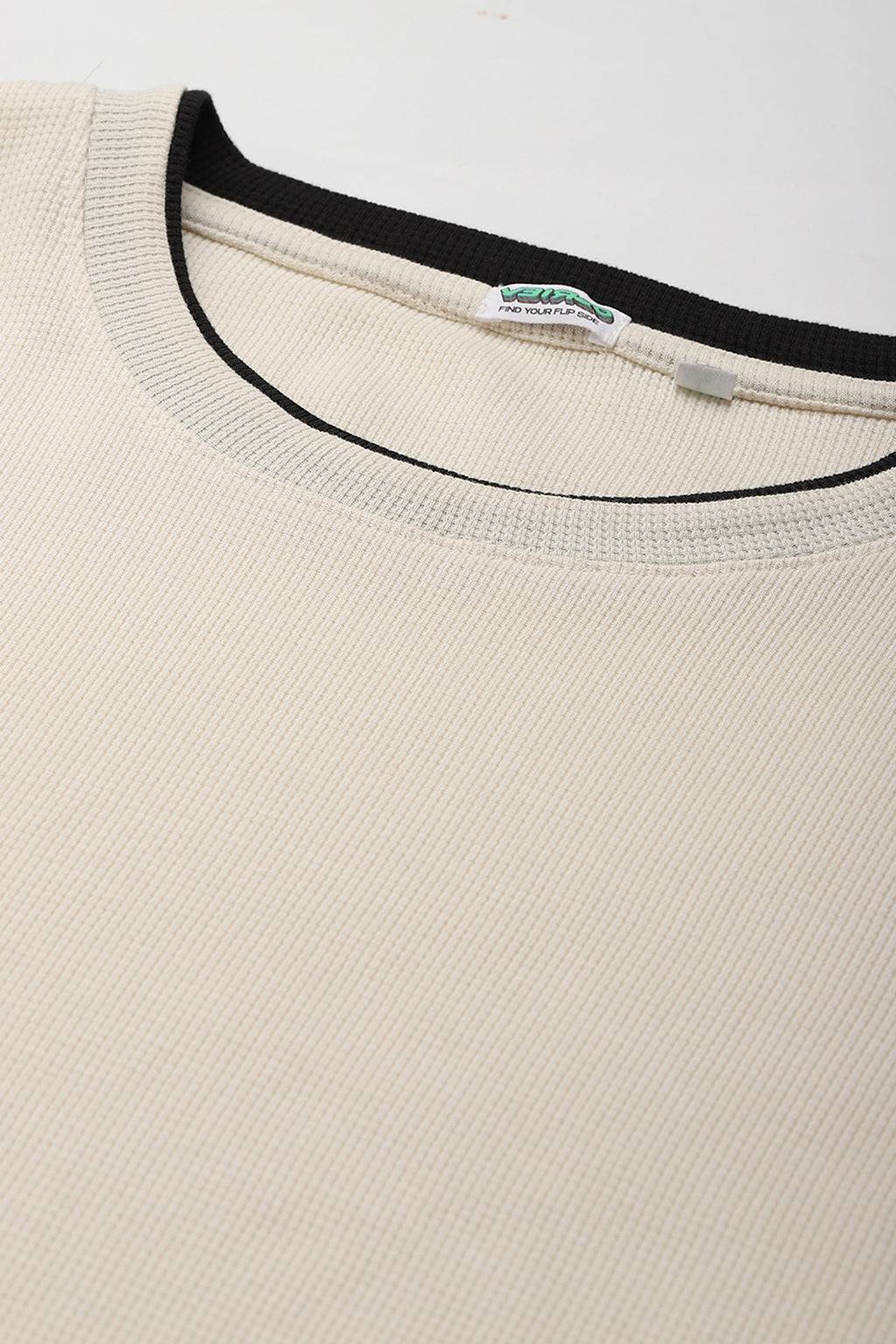 Mushroom & Black Textured Plain Oversized Exclusive T-shirt