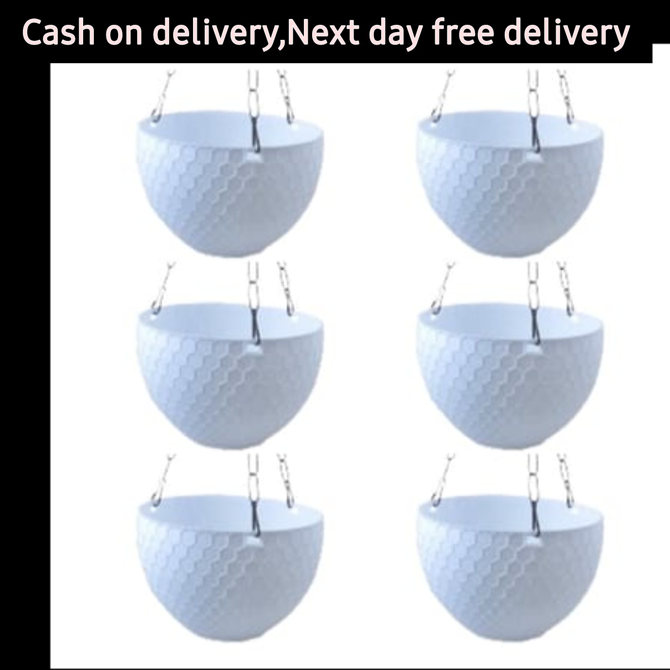 (Set of 6) 6×4 inch white hanging basket