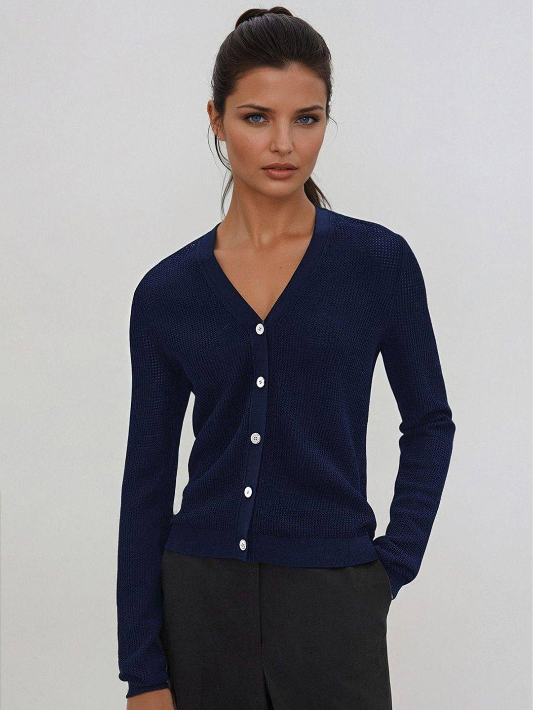 Kotty Women V-Neck Cotton Cardigan
