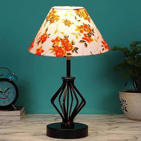 Alicia Multicolor cotton Table lamp with Iron Base