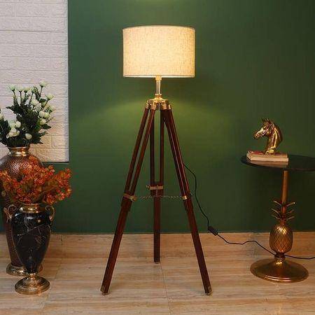 Shaylene Natural Linen Shade Floor Lamp