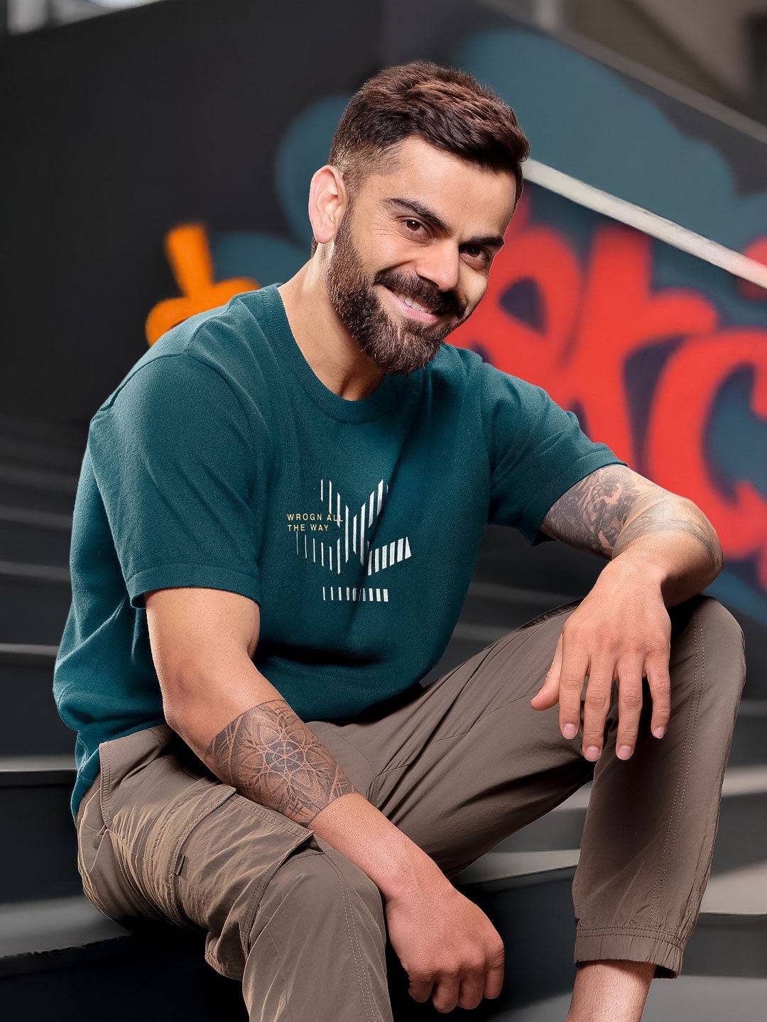 Foil Printed Slim Fit T-Shirt | Green