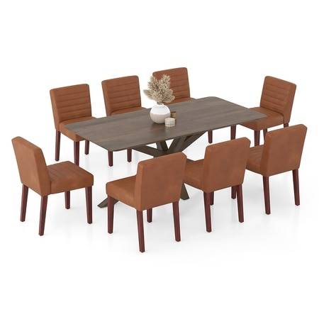 Anderson Solid Wood 8-Seater Dining Table with Ludo Solid Wood Dining Chair