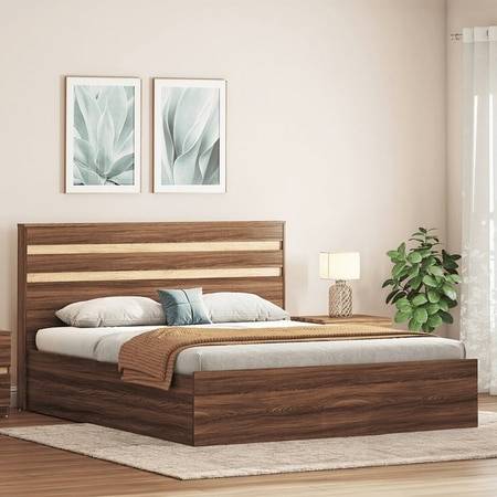 Rodrigues Queen Box Storage Bed in Rolex Brown Finish
