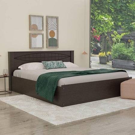 Muses Solid Wood King Size Drawer Storage Bed In Melamine Finish