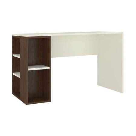 Astra Study Desk with Open Shelves in Ivory Coffee Walnut Colour