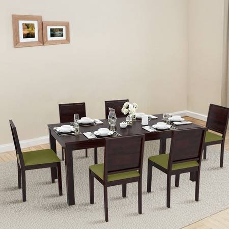 Arabia Xl Storage- Oribi 6 Seater Dining Table Set (Colour- Avocado Green , Finish- Mahogany)