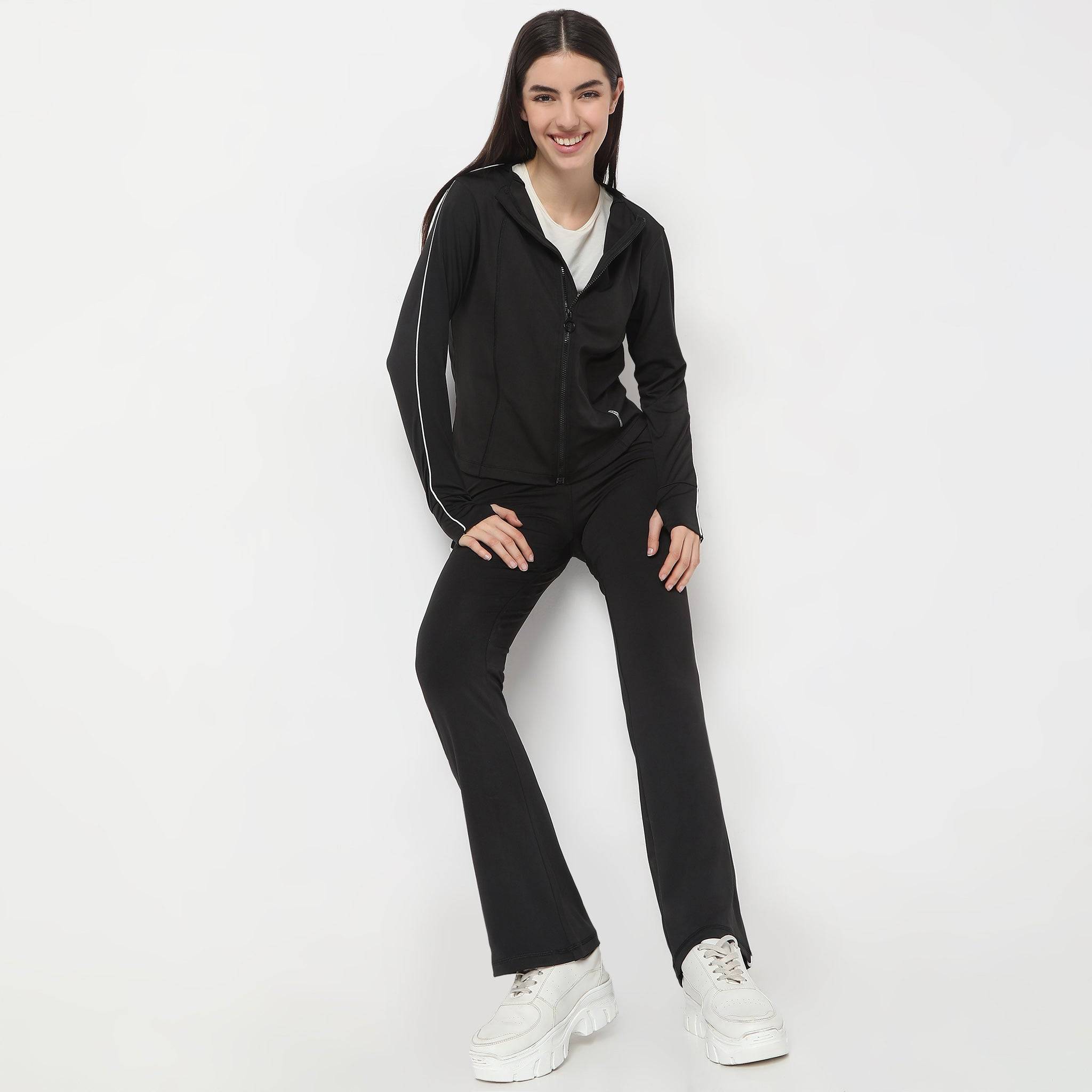 Slim Fit Mock Turtle Neck Full Sleeve Active Jacket