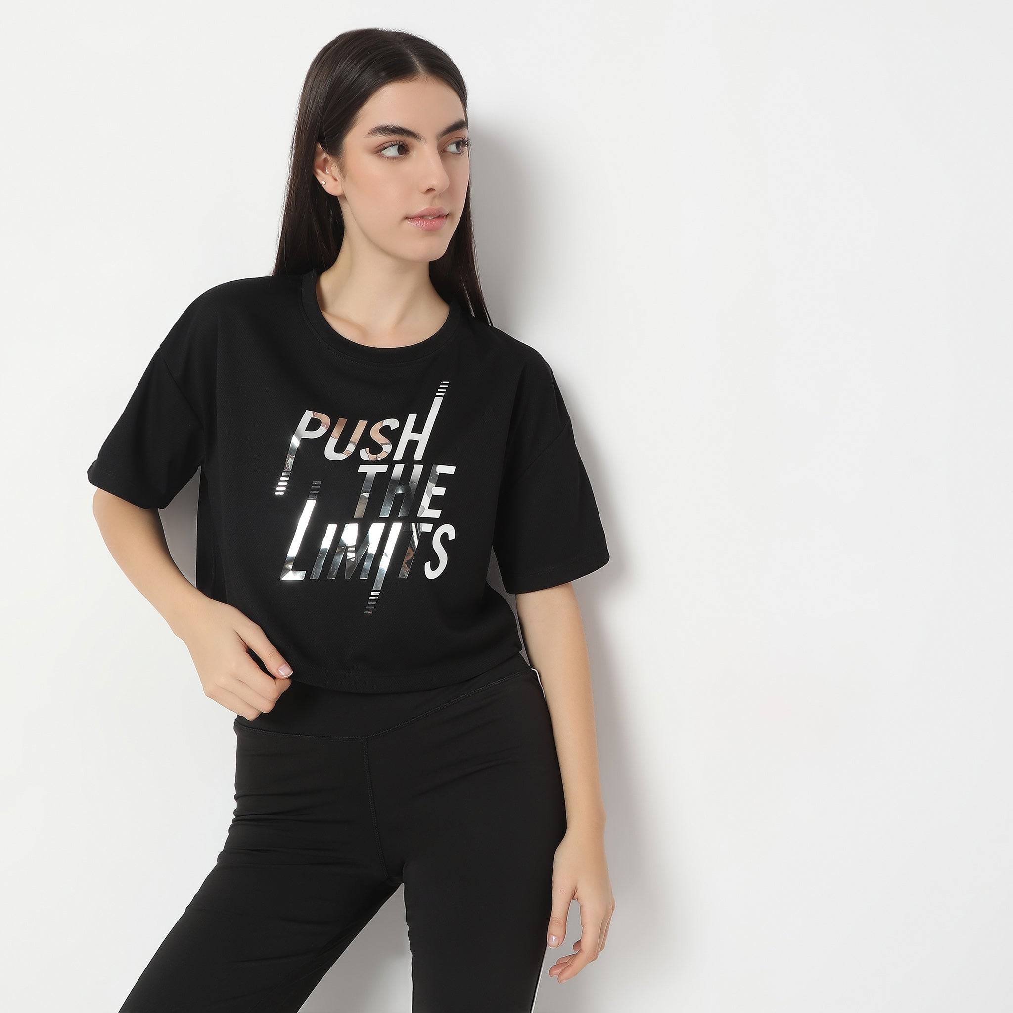 Boxy Fit Printed Short Sleeve Crop T-Shirt