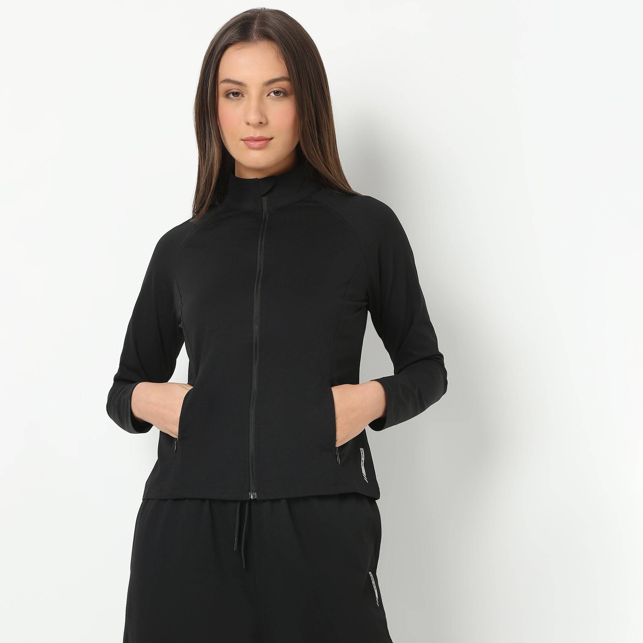 Air Dry Turtle Neck Full Sleeve Zipper Closure Solid Navigator Jacket