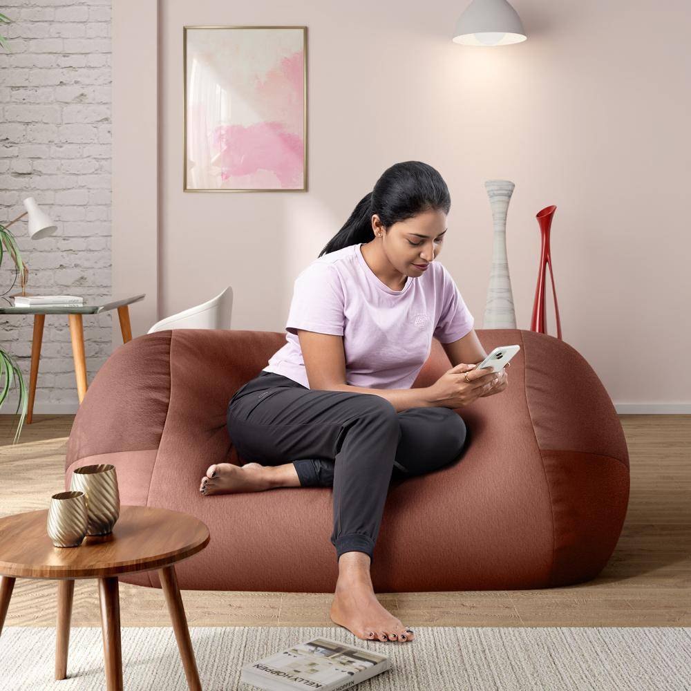 Convertible Bean Bag cum Bed | Filled with Foam | 72x60 Bed Size | Comfortable to Sleep and Sit | Soft Velvet Fabric | Machine Washable Cover | Choco Brown