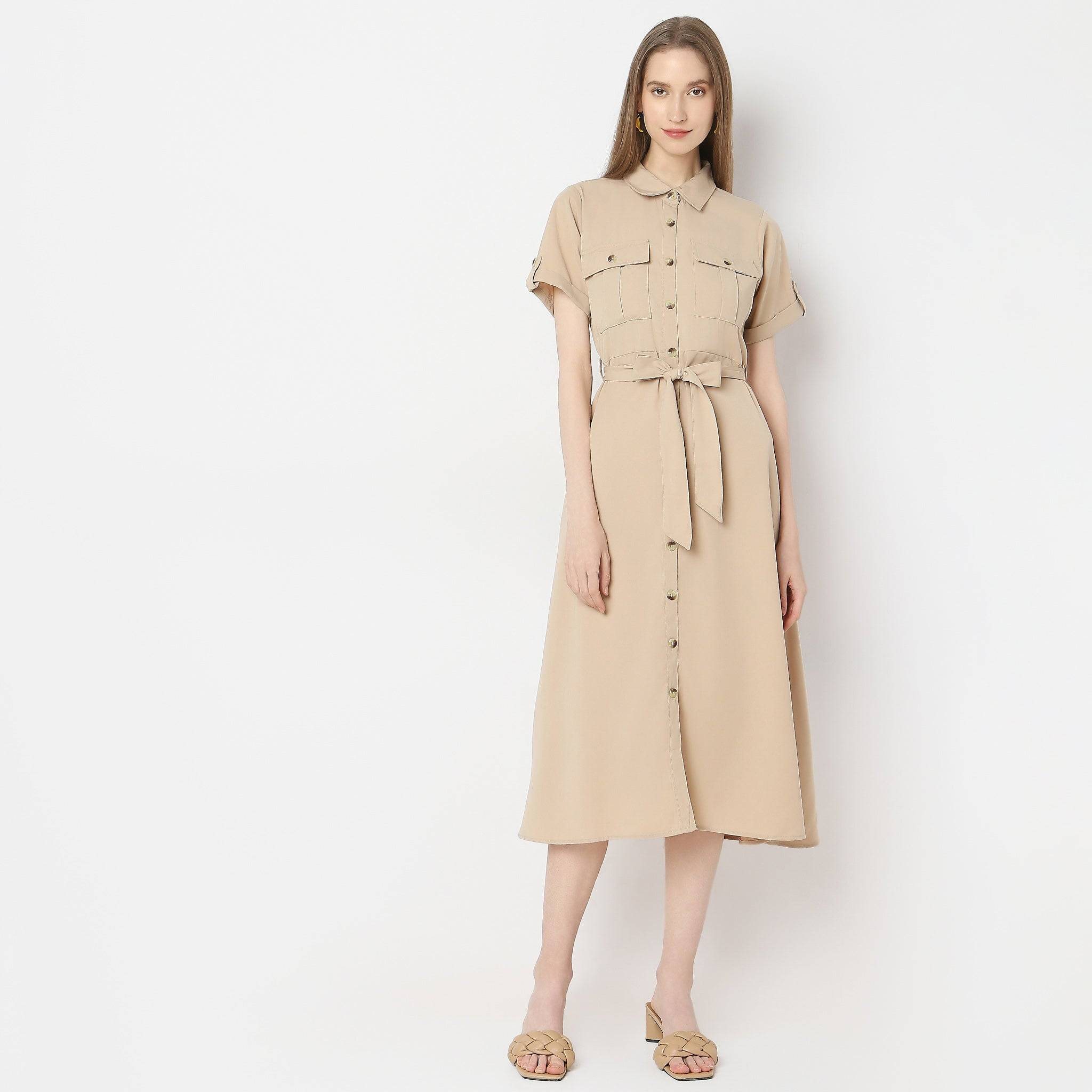 Regular Fit Solid Dress