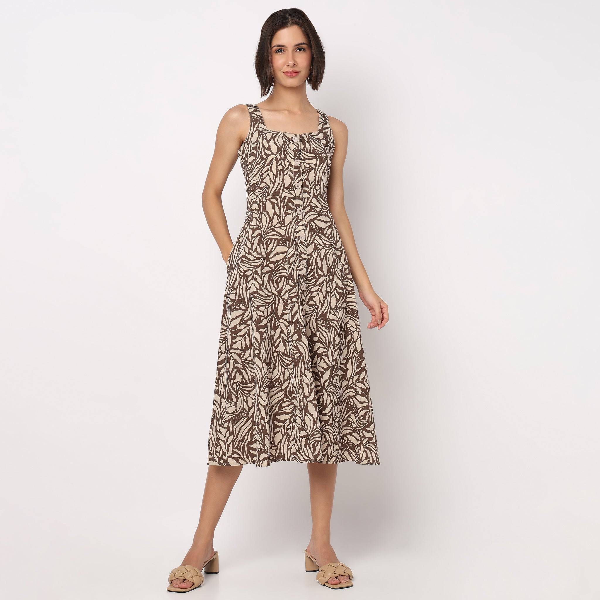 Floral Strappy Flared Dress