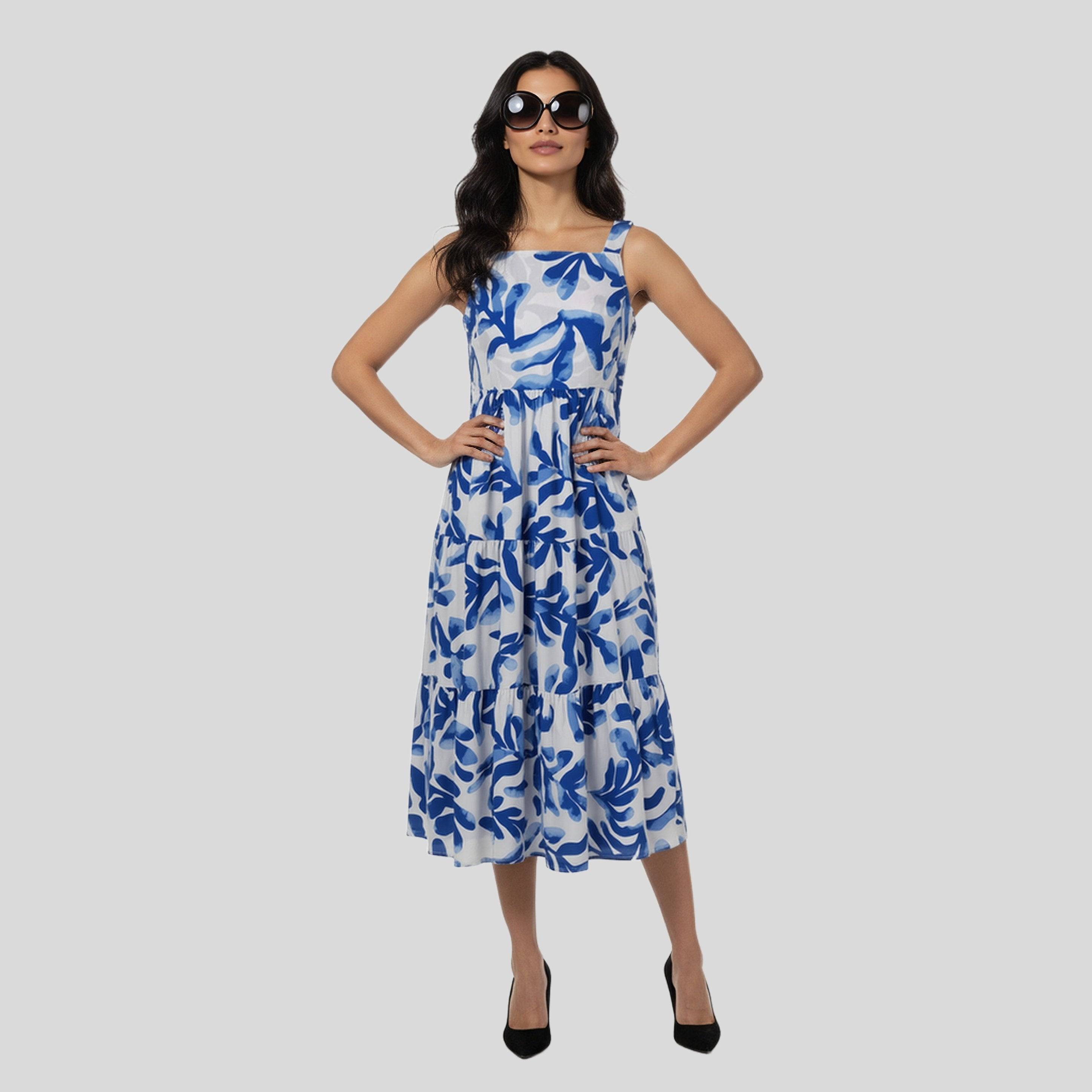 Printed Tie-Up Neck Dress