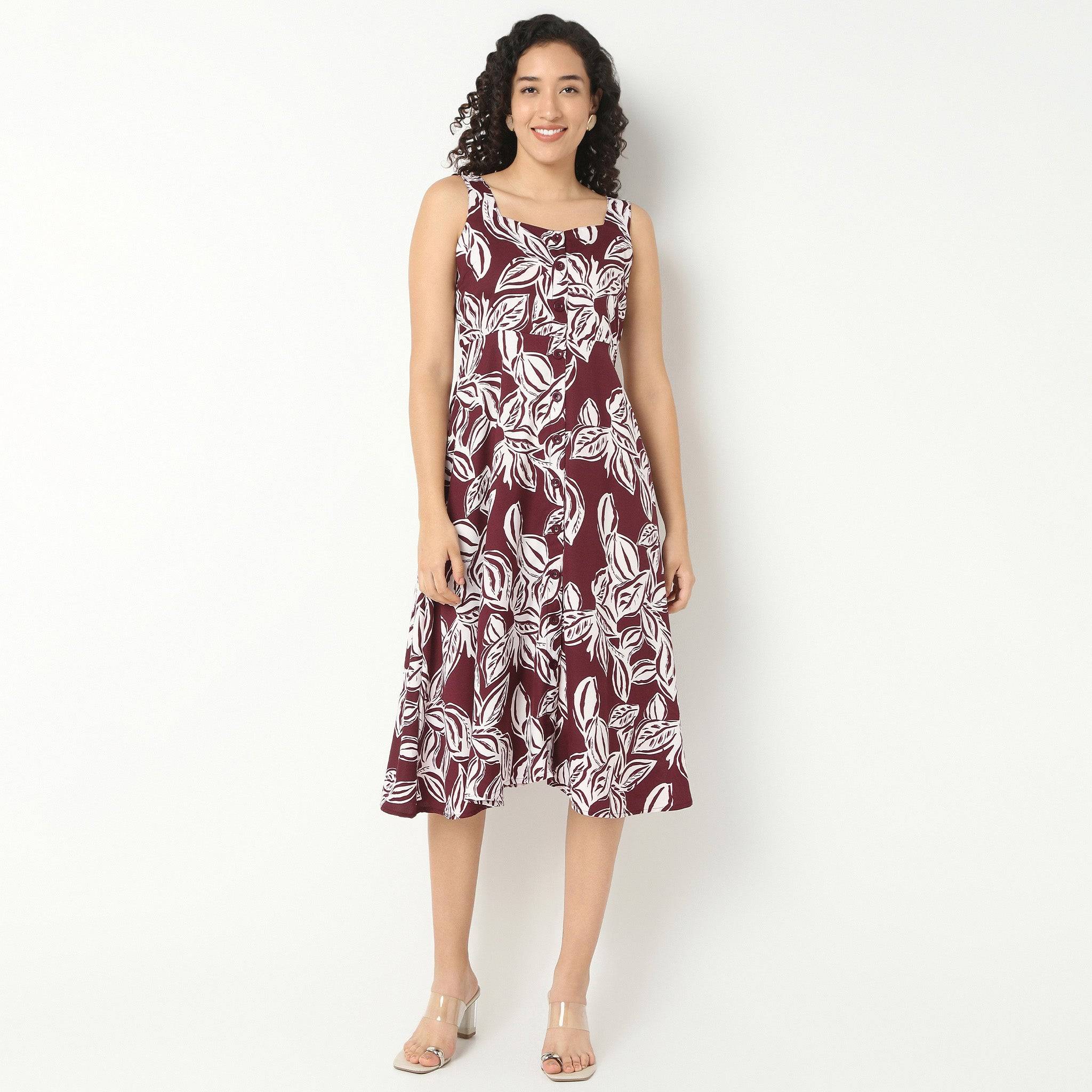 Sleeveless Front Button Up Dress With Square Neck