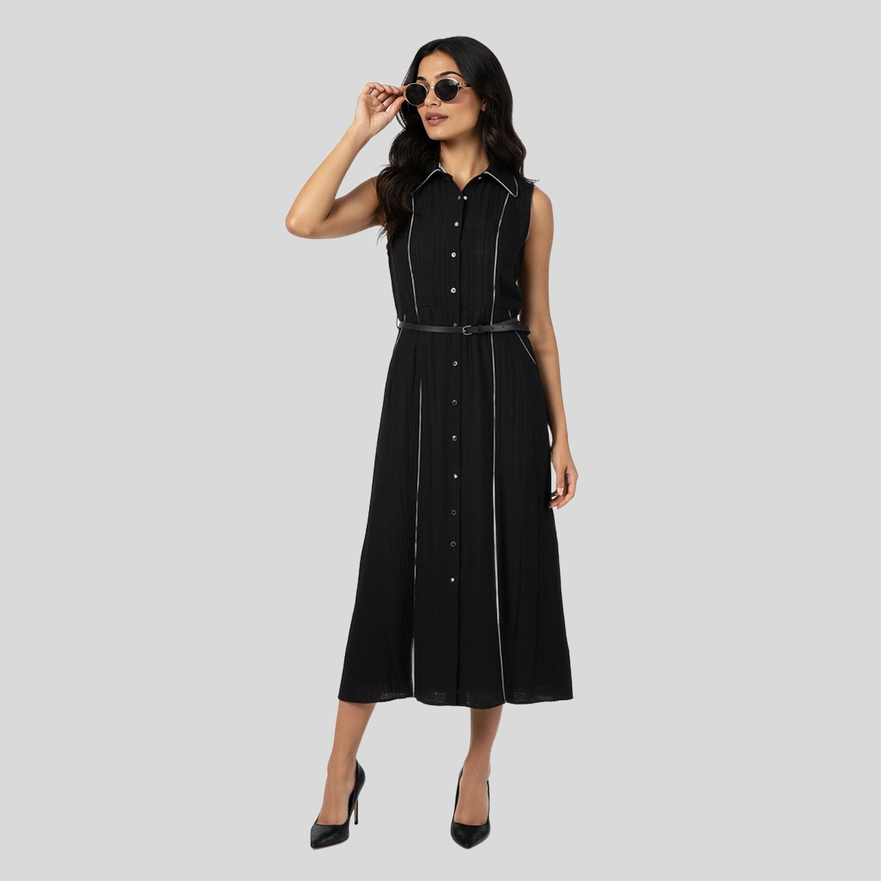 Structured Shirt Collar Dress